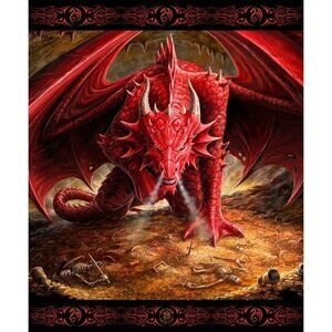 New Anne Stokes Dragon's Lair Plush Fleece Throw Gift Blanket Sherpa Red Dragon